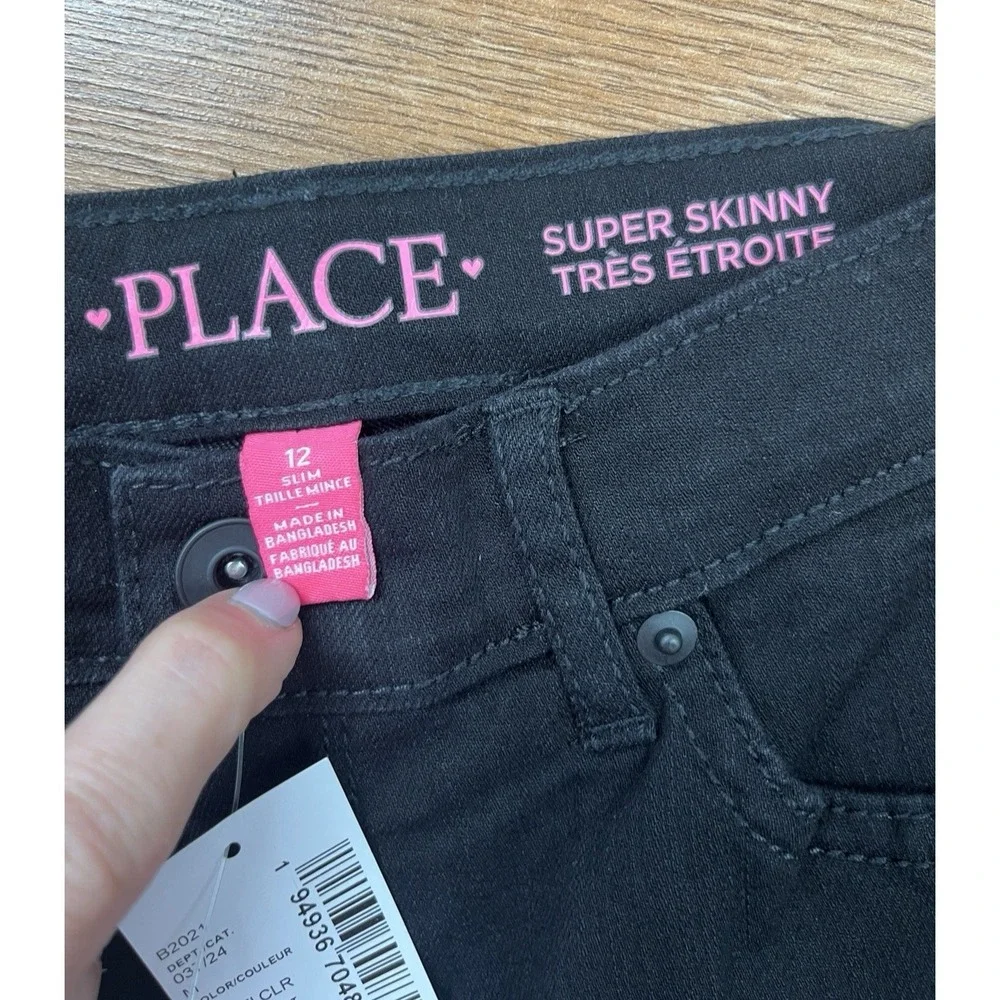 Place Super Skinny Black‎ Jeans Girls Size 12 Slim NEW Adjustable Waist